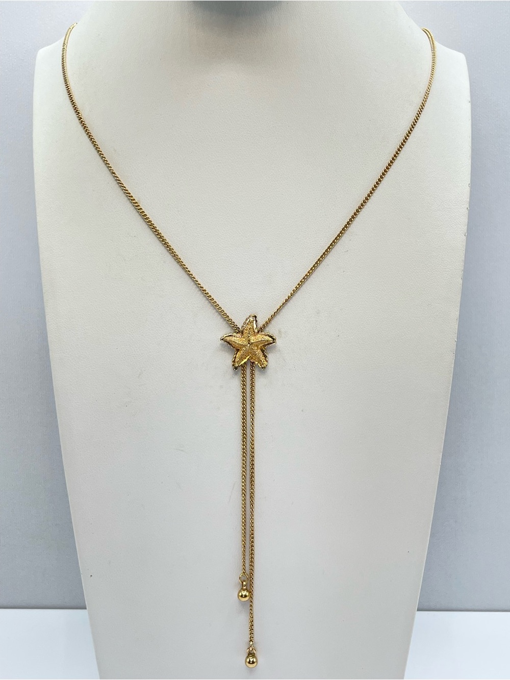 Vintage Avon Gold Tone Starfish Pendant Y Necklace Beachcore
